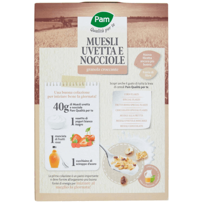 PAM Qualità per te Muesli Uvetta e Nocciole granola croccante 375 g – immagine 11