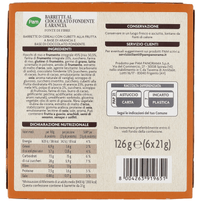 PAM Barrette al Cioccolato Fondente e Arancia 6 x 21 g – immagine 11