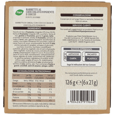 PAM Barrette al Cioccolato Fondente e Cocco 6 x 21 g – immagine 11