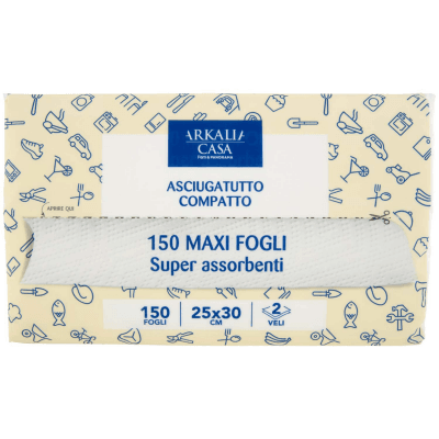ARKALIA CASA Asciugatutto Compatto 2 Veli Maxi Fogli 150 pz – immagine 9