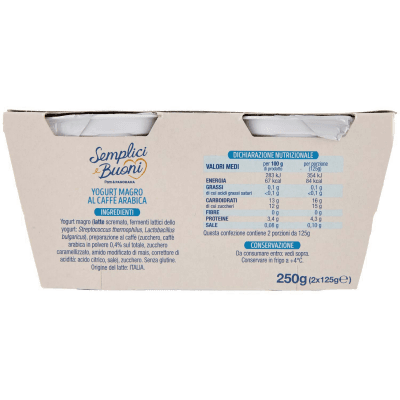 SEMPLICI E BUONI 0,1% di Grassi Yogurt Magro Caffè Arabica 2 x 125 g – immagine 11
