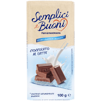 SEMPLICI E BUONI Senza Zuccheri Aggiunti Cioccolato al Latte 100 g – immagine 2