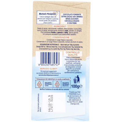 SEMPLICI E BUONI Senza Zuccheri Cioccolato Fondente Extra 100 g – immagine 11