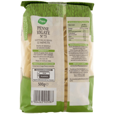 PAM Penne Rigate N° 73 Pasta di Semola di Grano Duro 500 g – immagine 11