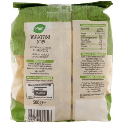 PAM Rigatoni N° 89 Pasta di Semola di Grano Duro 500 g – immagine 11