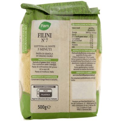 PAM Filini N° 7 Pasta di Semola di Grano Duro 500 g – immagine 11