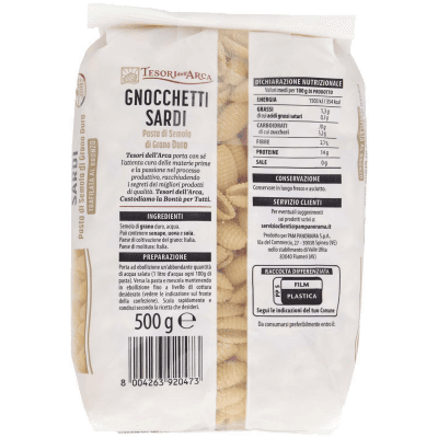TESORI DELL'ARCA Pasta di Semola di Grano Duro Gnocchetti Sardi 500 g – immagine 11