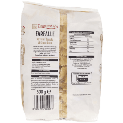 TESORI DELL'ARCA Pasta di Semola di Grano Duro Farfalle 500 g – immagine 11