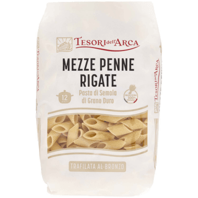 TESORI DELL'ARCA Pasta di Semola di Grano Duro Mezze Penne Rigate 500 g – immagine 9
