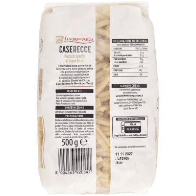 TESORI DELL'ARCA Pasta di Semola di Grano Duro Caserecce 500 g – immagine 11