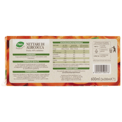 PAM PANORAMA Succo e Polpa di Albicocca 600 ml (200ml x 3) – immagine 11