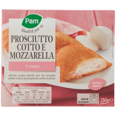 PAM Qualità per te Prosciutto Cotto e Mozzarella 4 crepes surgelate 4 x 62,5 g – immagine 9