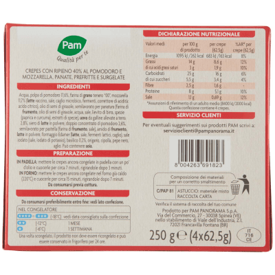 PAM Qualità per te Pomodoro e Mozzarella 4 crepes surgelate 4 x 62,5 g – immagine 11