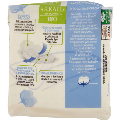 ARKALIA BIO Assorbenti Notte Cotone Biologico con Ali Ripiegati in Bustina 10 pz – immagine 11