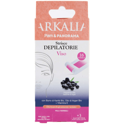 ARKALIA Strisce Depilatorie Viso Pelli Normali 16 pz + 3 Salviettine Post Depilazione – immagine 9