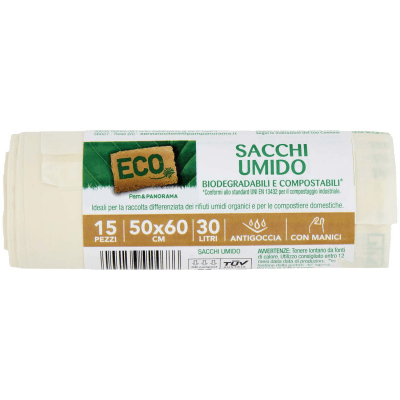 ECO Sacchi Umido Biodegradabili e Compostabili* 50 x 60 cm 30 Litri 15 pz – immagine 9
