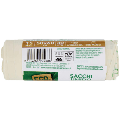 ECO Sacchi Umido Biodegradabili e Compostabili* 50 x 60 cm 30 Litri 15 pz – immagine 13
