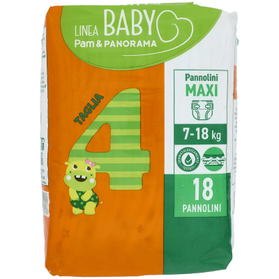 PAM PANORAMA Linea Baby Pannolini Maxi Taglia 4 7-18 Kg 18 pz – immagine 9