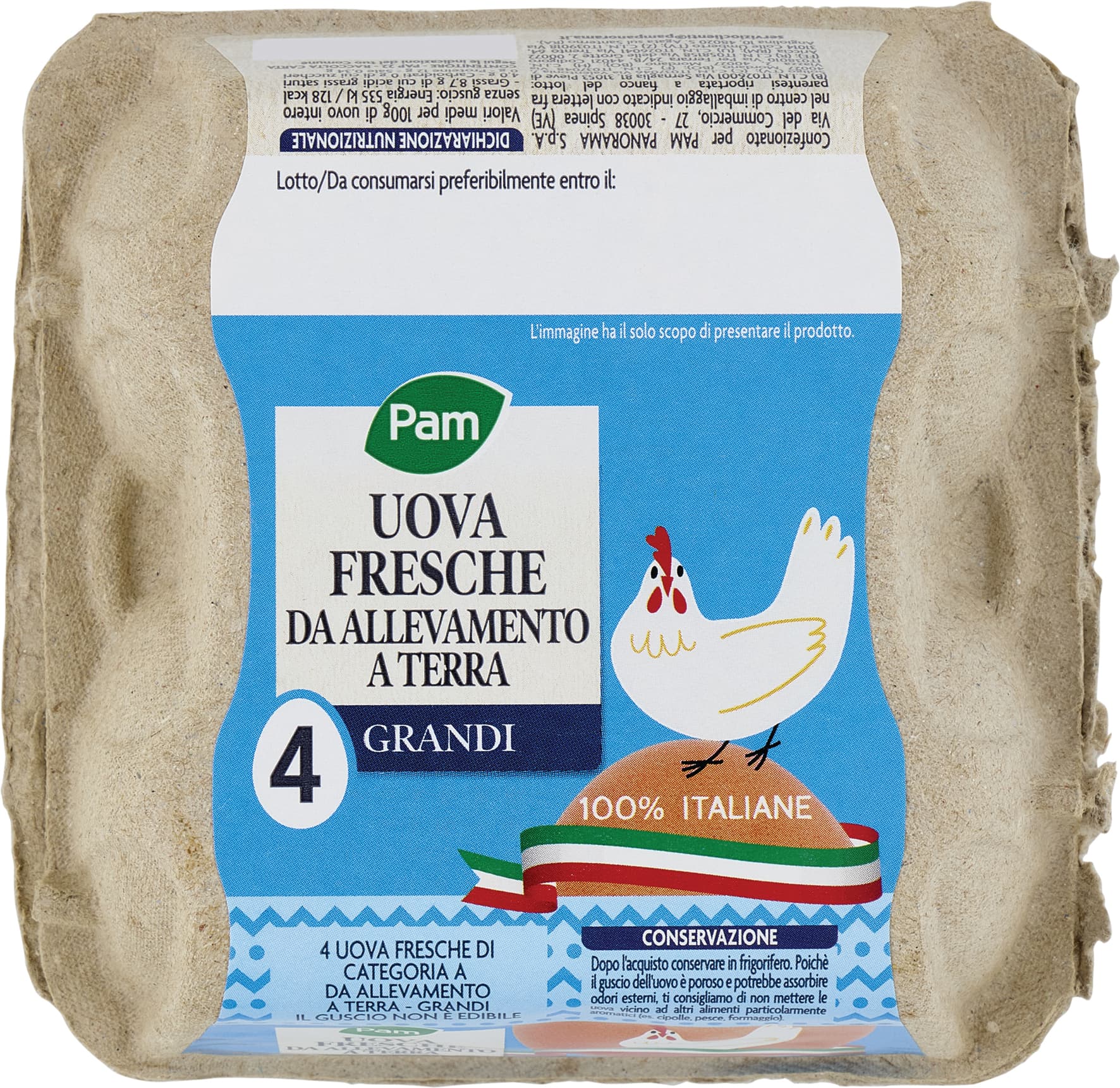 PAM Uova Fresche da Allevamento a Terra Grandi 4 pz – immagine 1