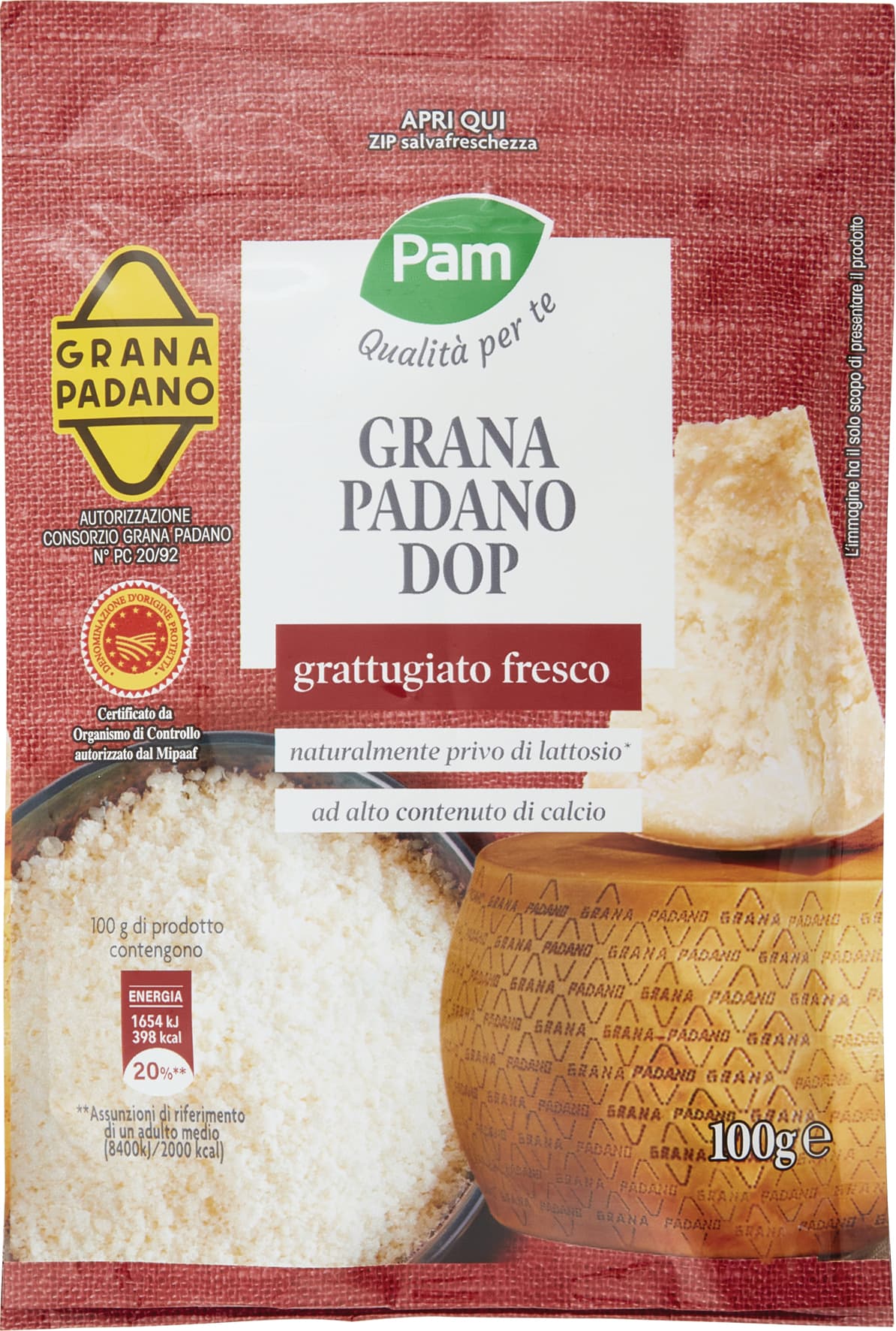 PAM Qualità per te grattugiato Grana Padano DOP 100 g – immagine 1
