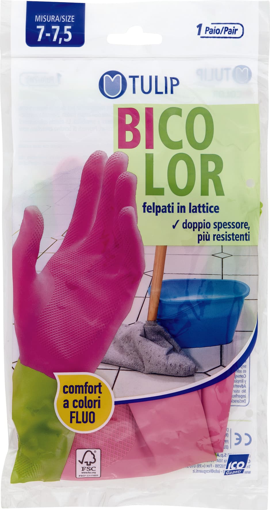 Tulip Bicolor guanti felpati in lattice Misura 7-7,5 1 paio – immagine 1