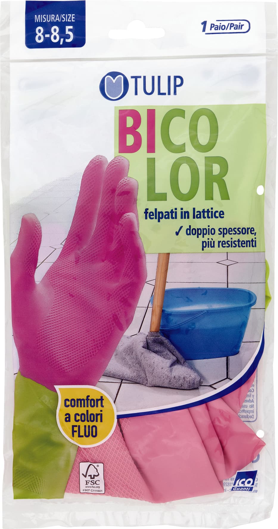 Tulip Bicolor Guanti felpati in lattice Misura 8-8,5 1 Paio – immagine 1