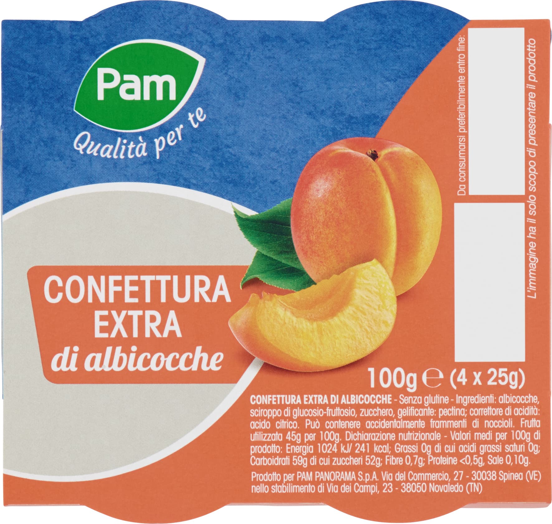 PAM Qualità per te Confettura Extra di albicocche 100g (25g x 4) – immagine 1
