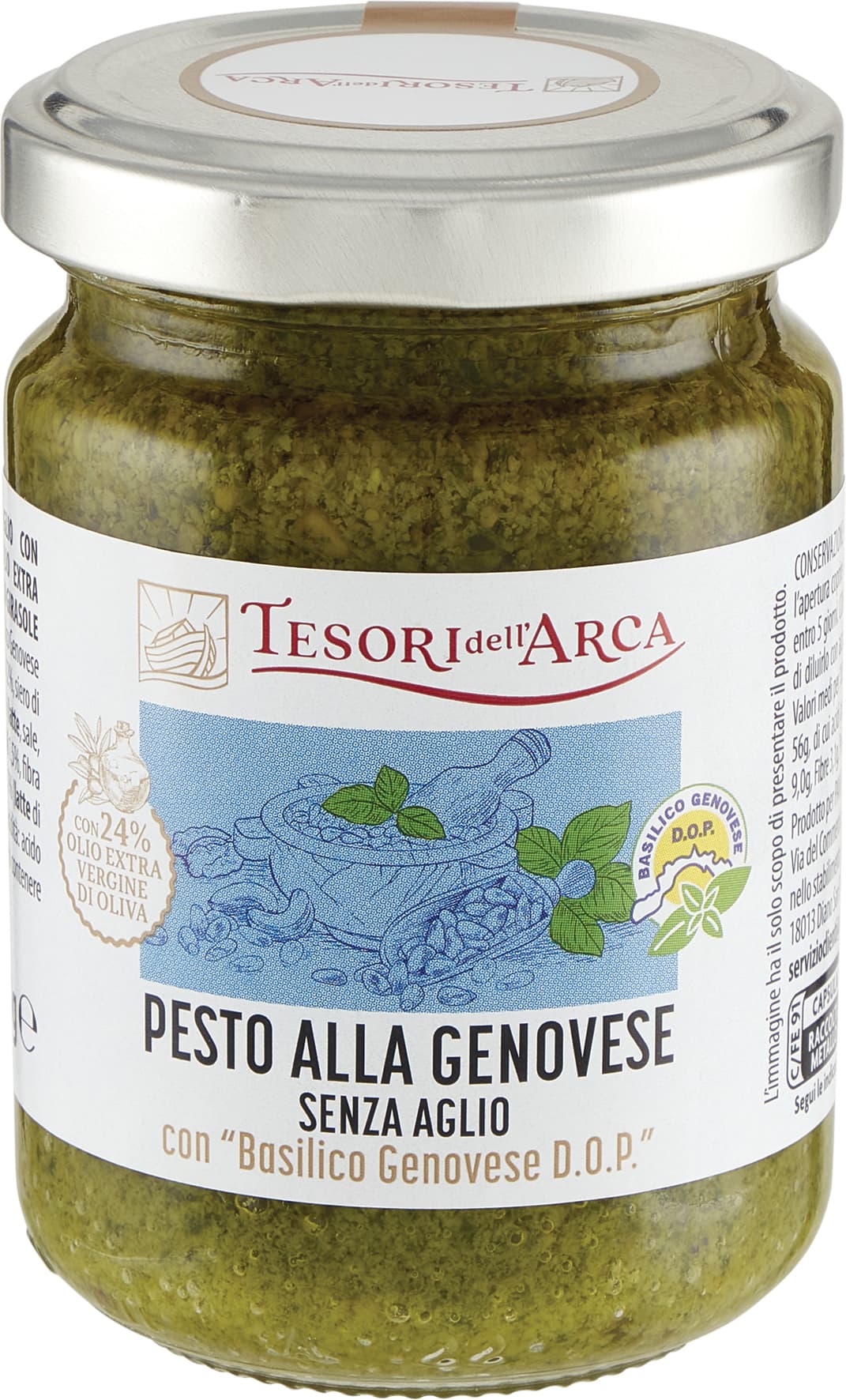 TESORI DELL'ARCA Pesto alla Genovese Senza Aglio con " Basilico Genovese D.O.P." 130 g – immagine 1