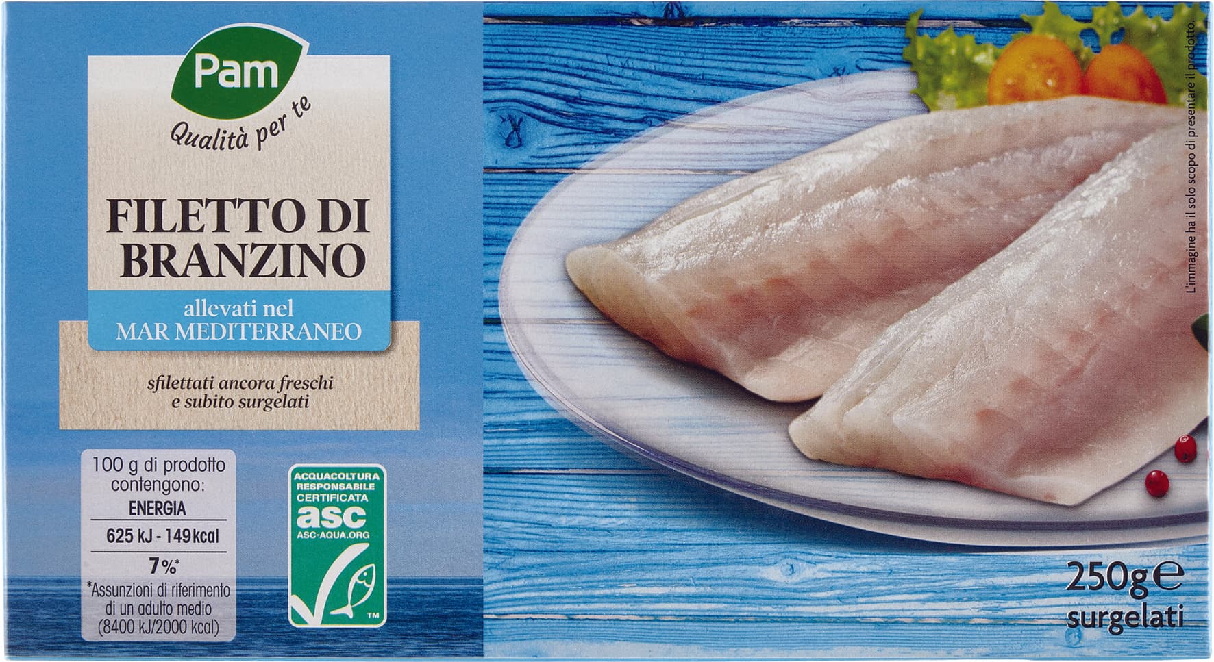 PAM PANORAMA Filetti di Branzino surgelati 250 g – immagine 1