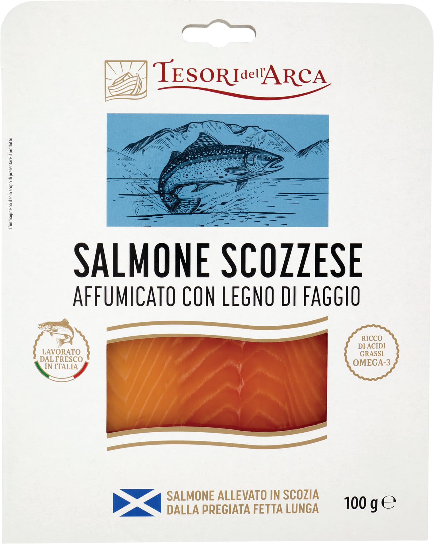 TESORI DELL'ARCA Salmone Scozzese Affumicato con Legno di Faggio 100 g – immagine 1