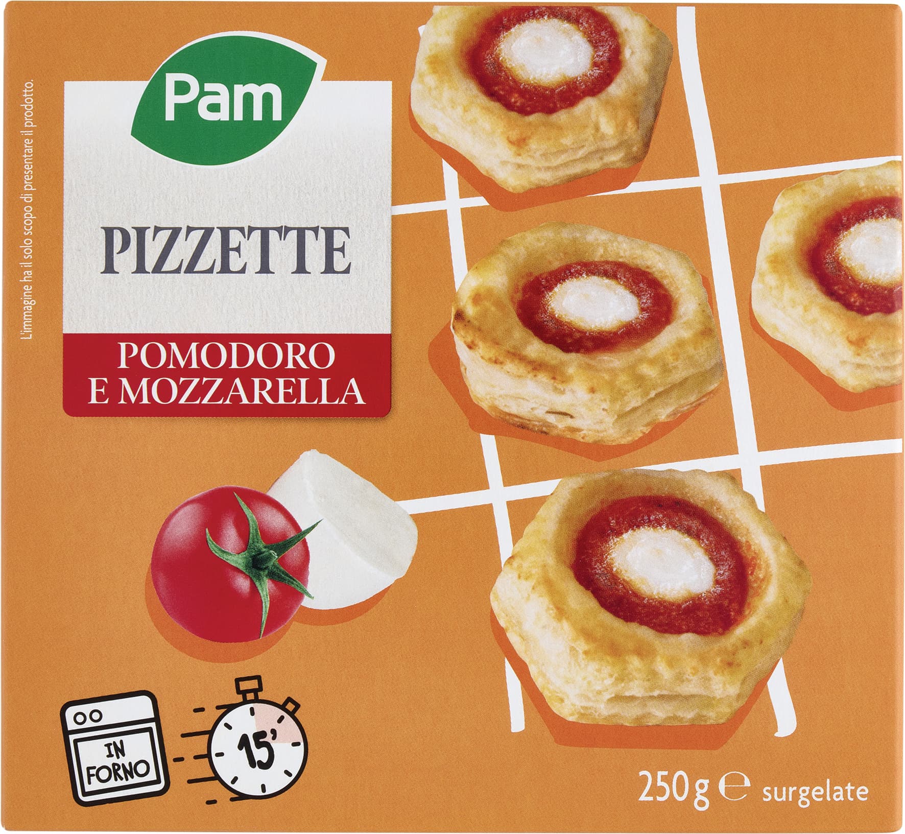 PAM Pizzette Pomodoro e Mozzarella surgelate 250 g – immagine 1
