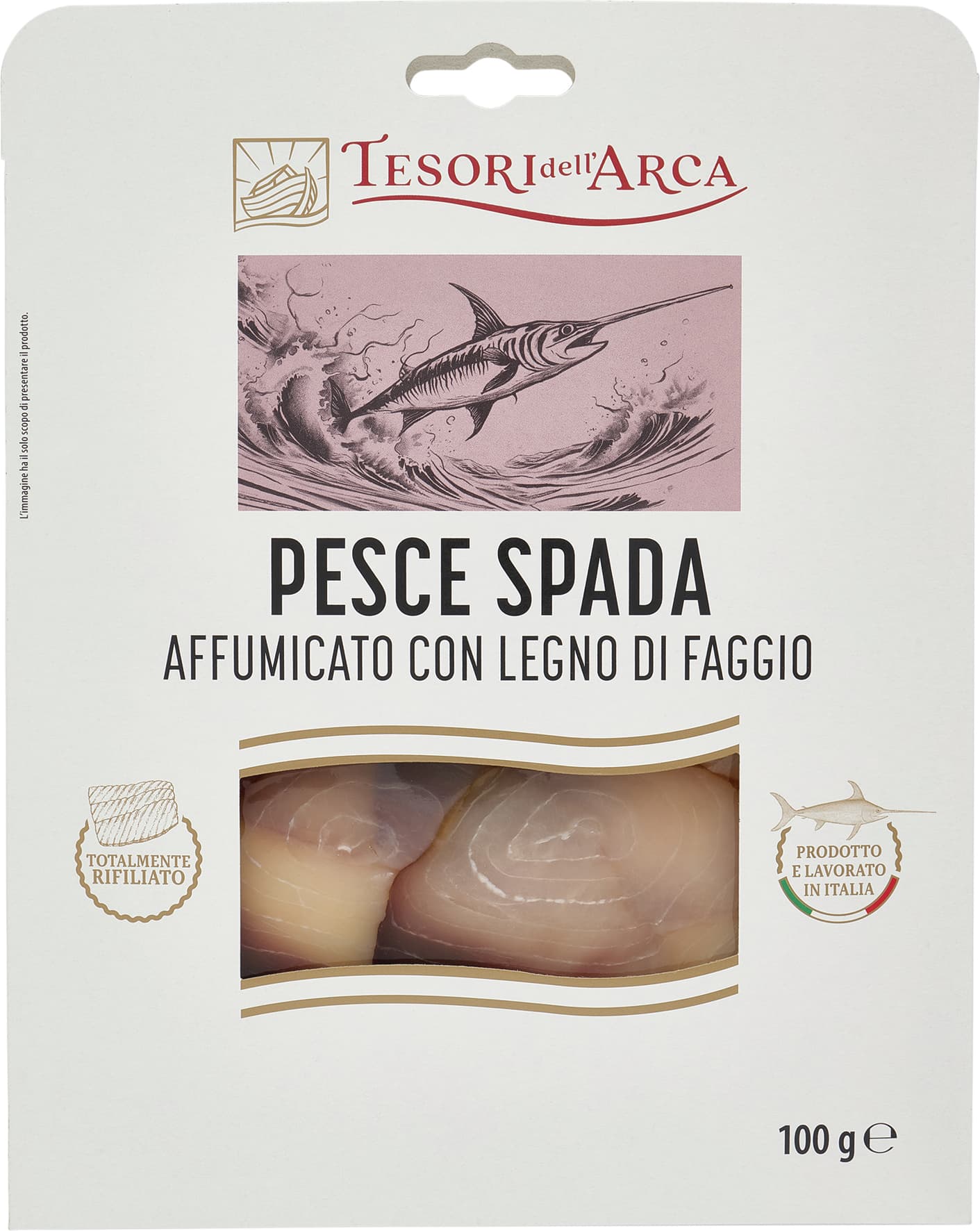 TESORI DELL'ARCA Pesce Spada Affumicato con Legno di Faggio 100 g – immagine 1