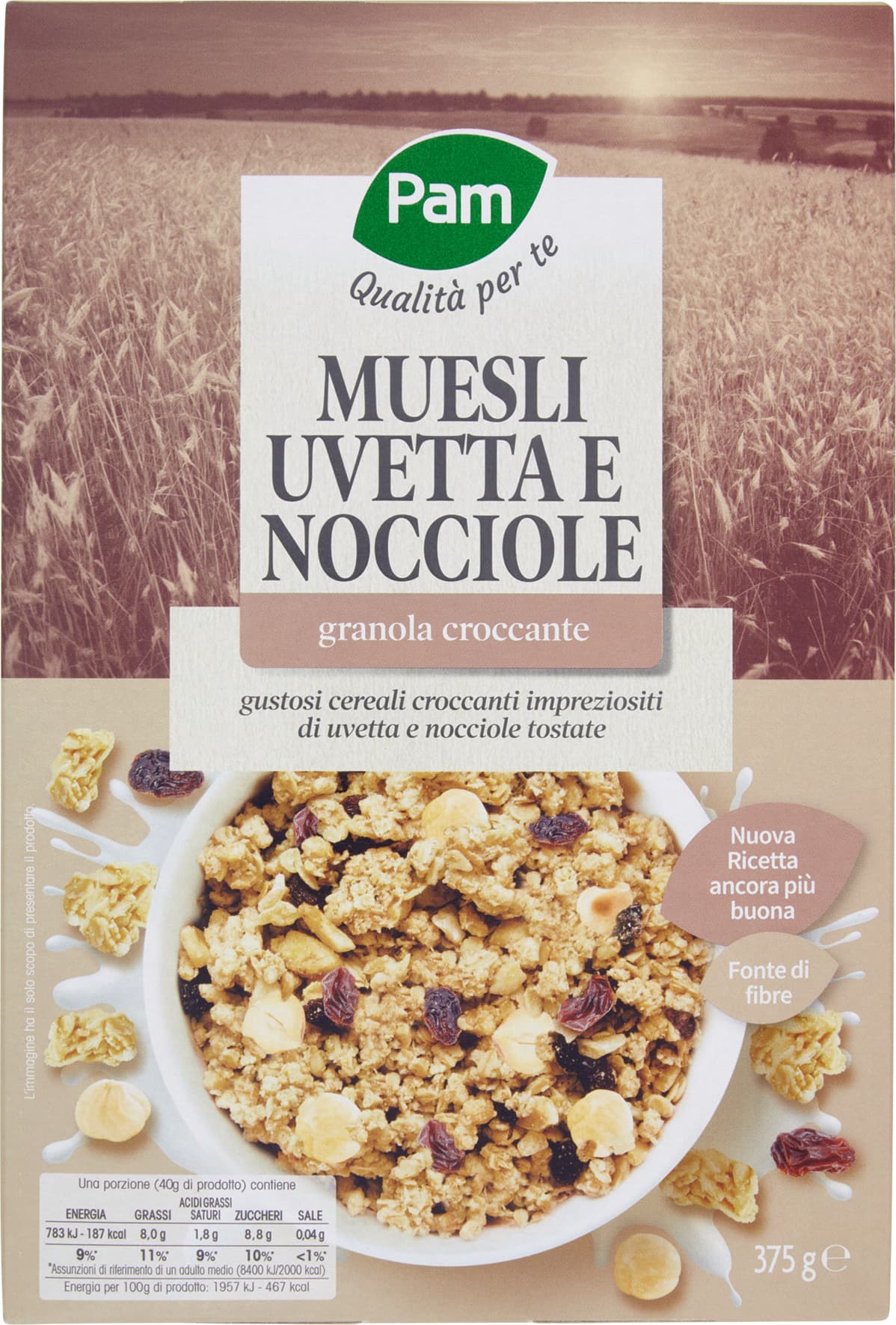 PAM Qualità per te Muesli Uvetta e Nocciole granola croccante 375 g – immagine 1