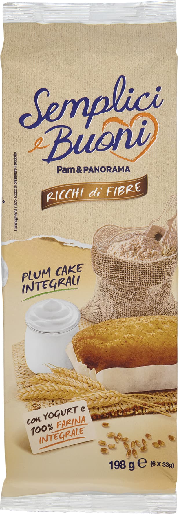 SEMPLICI E BUONI Ricchi di Fibre Plum Cake Integrali 6 x 33 g – immagine 1