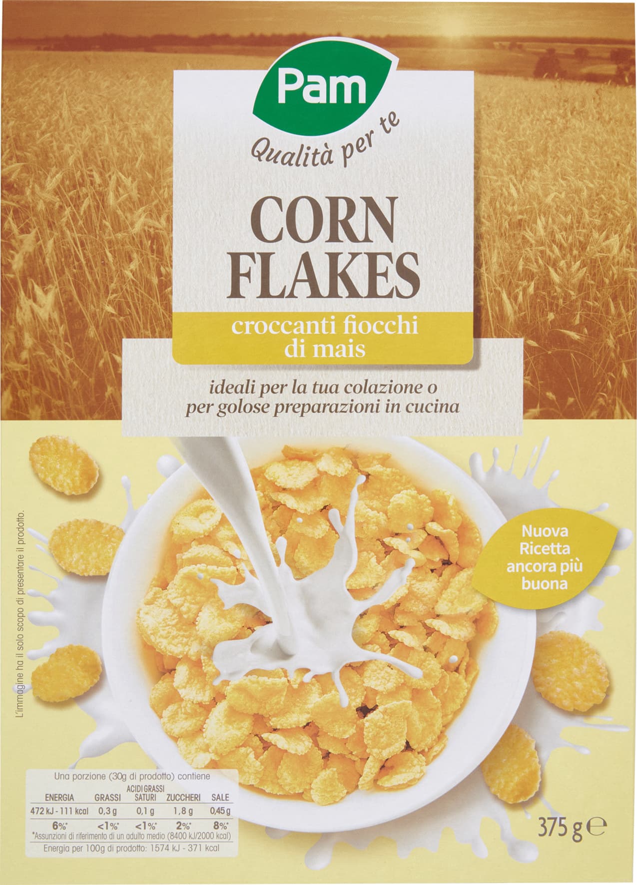PAM Qualità per te Corn Flakes croccanti fiocchi di mais 375 g – immagine 1