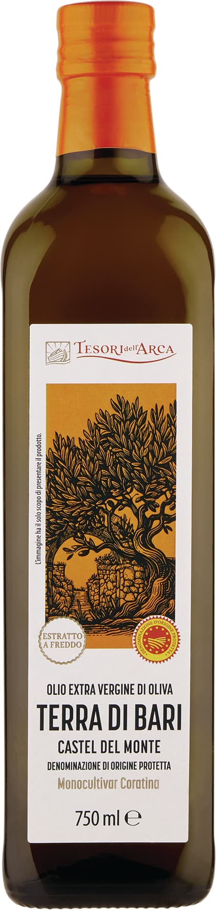 TESORI DELL'ARCA Olio Extra Vergine di Oliva Terra di Bari Castel del Monte DOP 750 ml – immagine 1