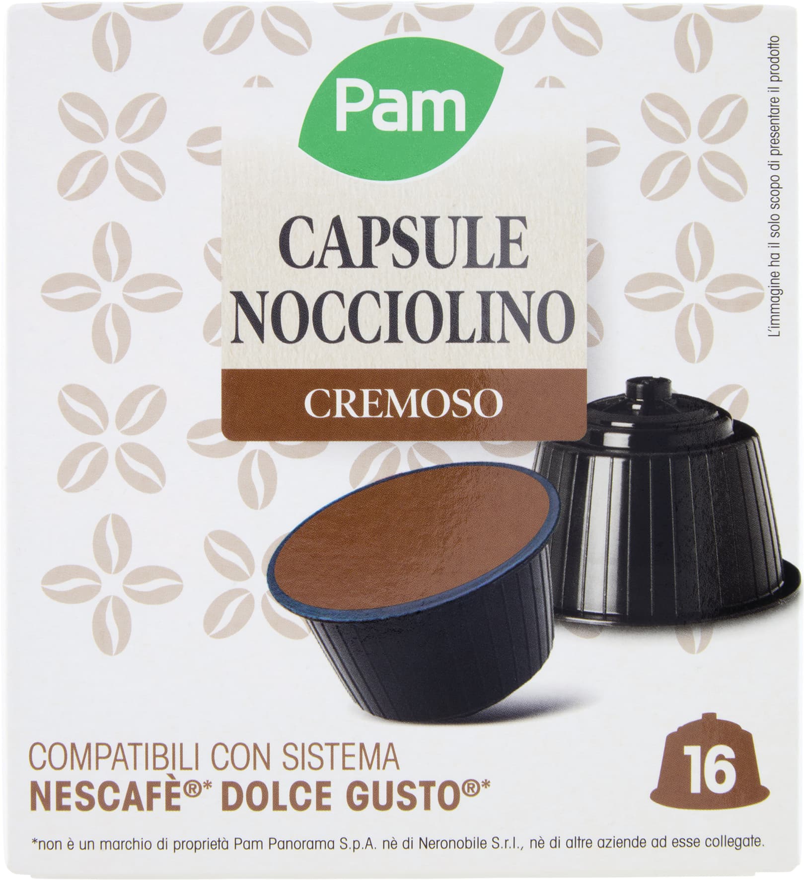 PAM Capsule Nocciolino Cremoso Compatibili Nescafè* Dolce Gusto* 192g (16x12g) – immagine 1