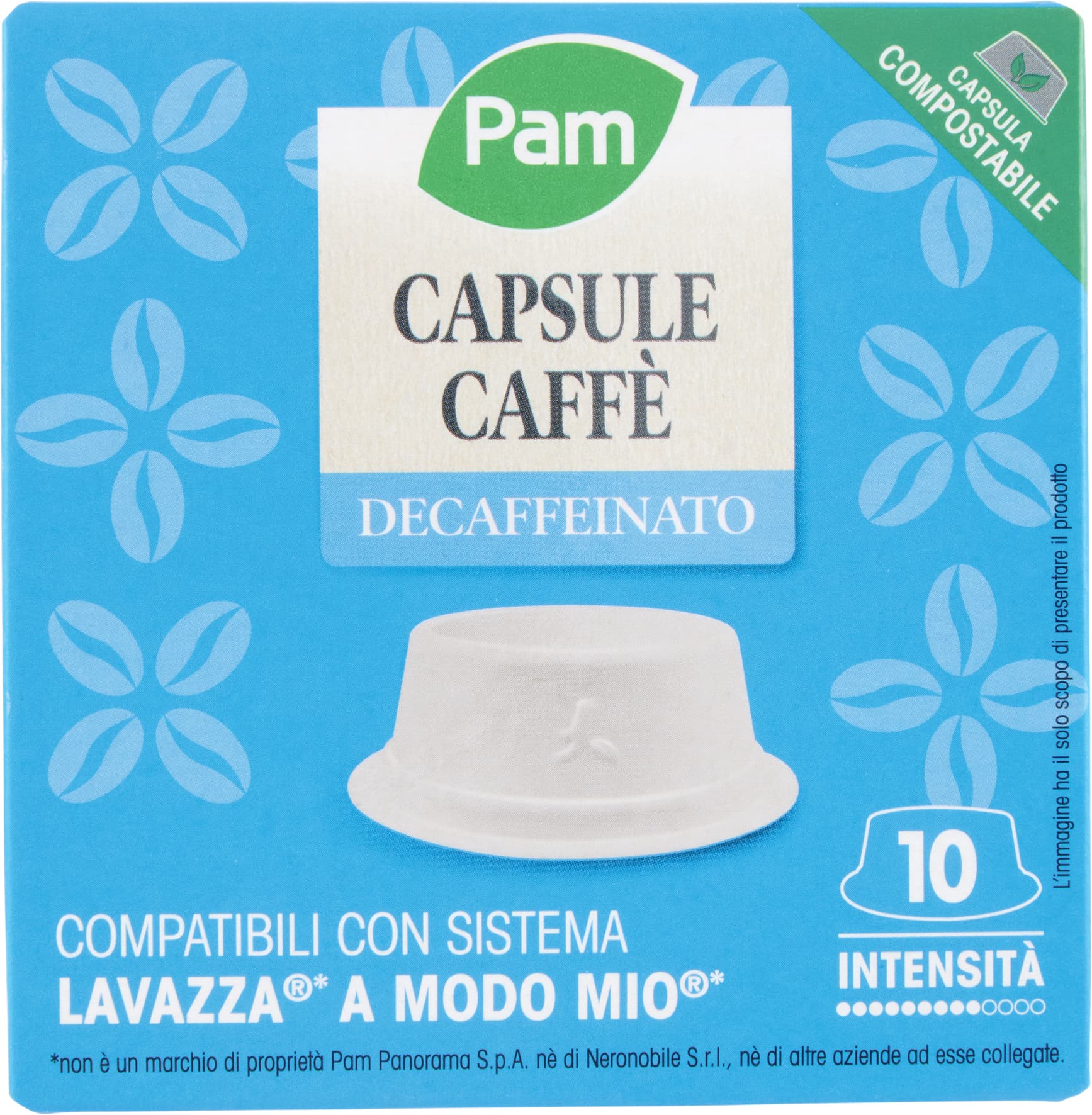 PAM Qualità per te Decaffeinato 10 capsule Compatibili con sistema Lavazza* a Modo Mio* 70g (7gx10) – immagine 1