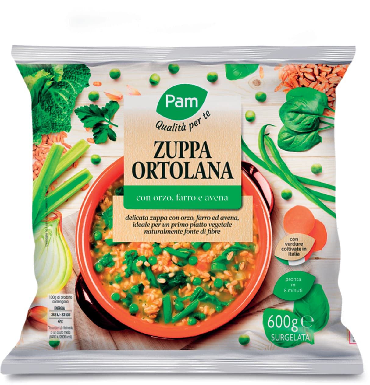 PAM Qualità per te Zuppa Ortolana con orzo, farro e avena Surgelata 600 g – immagine 1