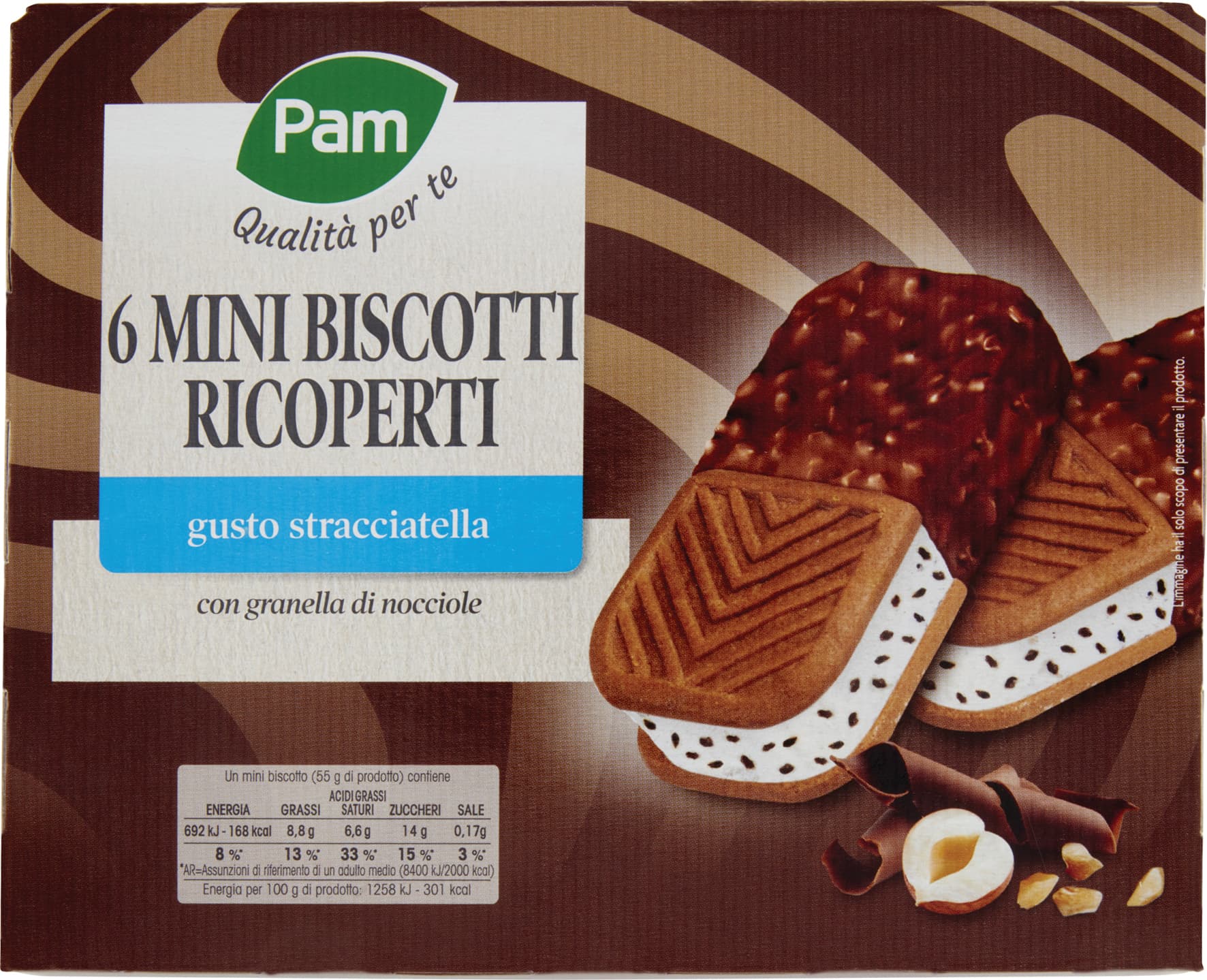 PAM Qualità per te 6 Mini Biscotti Ricoperti gusto stracciatella 6 x 55 g – immagine 1