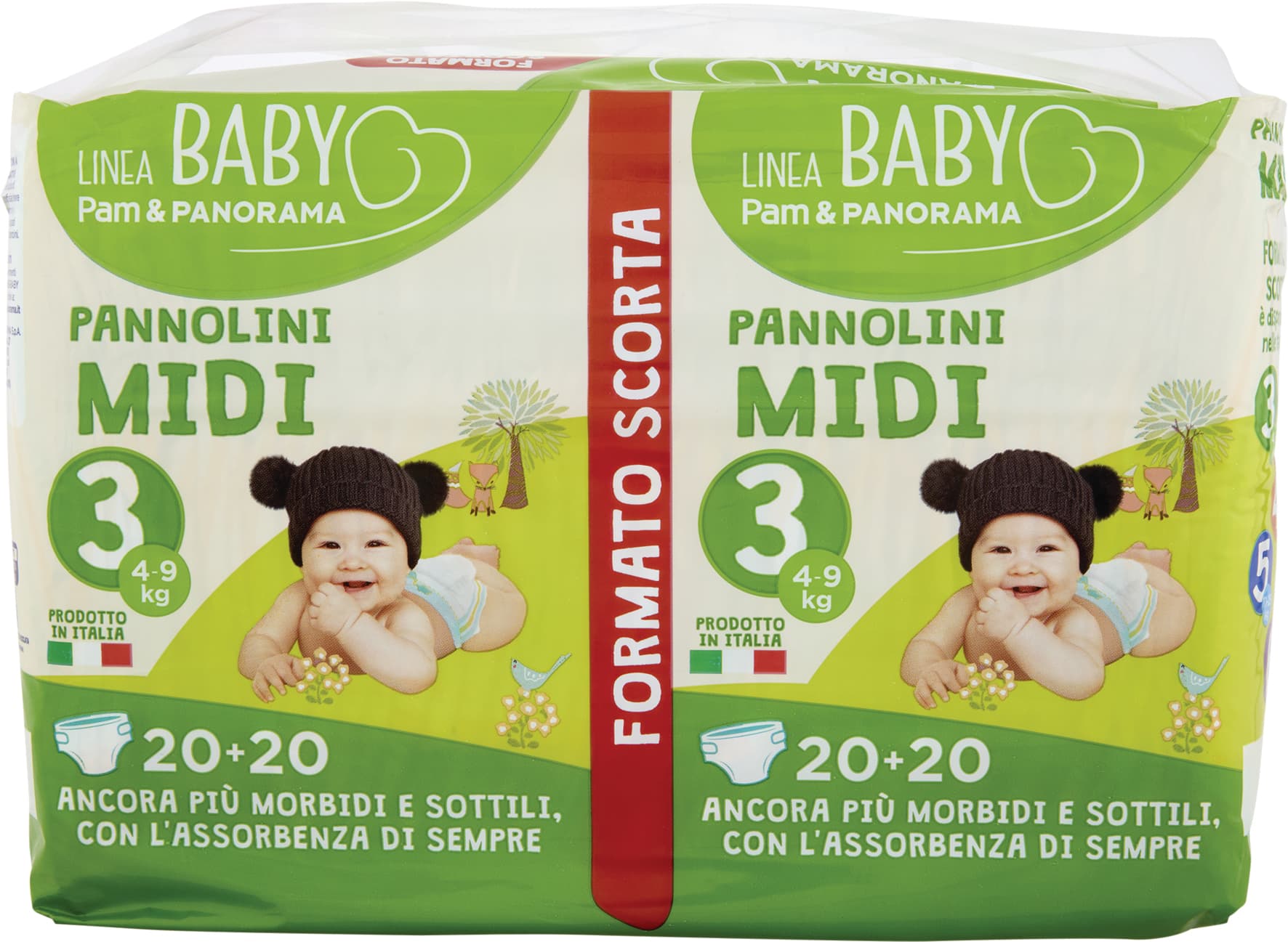 PAM PANORAMA Linea Baby Pannolini Midi 3 4-9 kg 20+20 pz – immagine 1