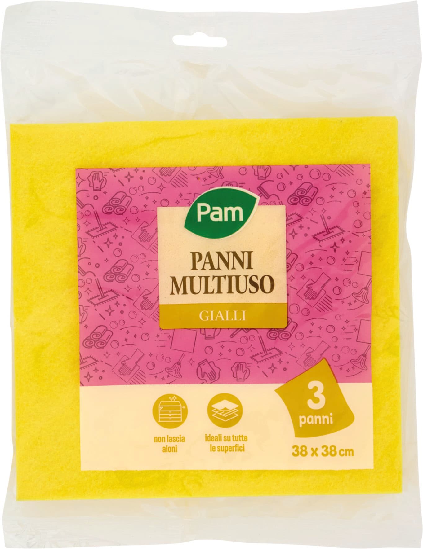 PAM Panni Multiuso Gialli 38 x 38 cm 3 pz – immagine 1