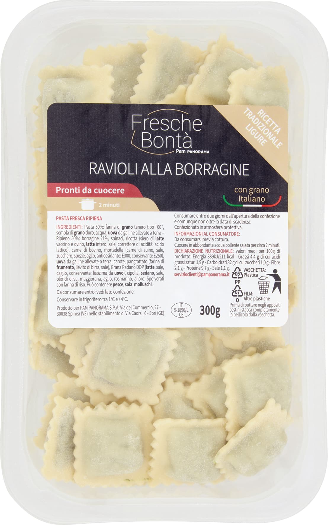 FRESCHE BONTA' Ravioli alla Borragine 300 g – immagine 1