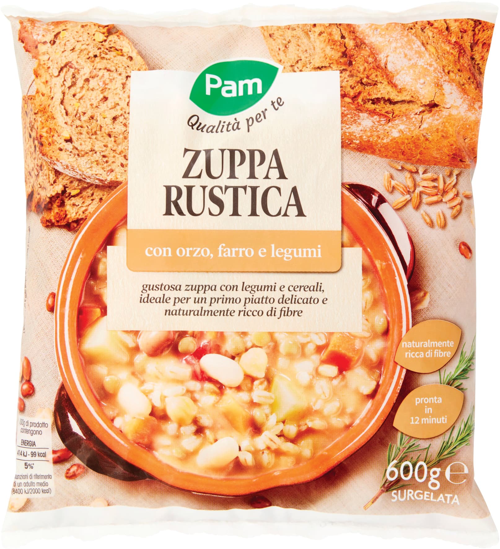 PAM Qualità per te Zuppa Rustica con orzo, farro e legumi Surgelata 600 g – immagine 1
