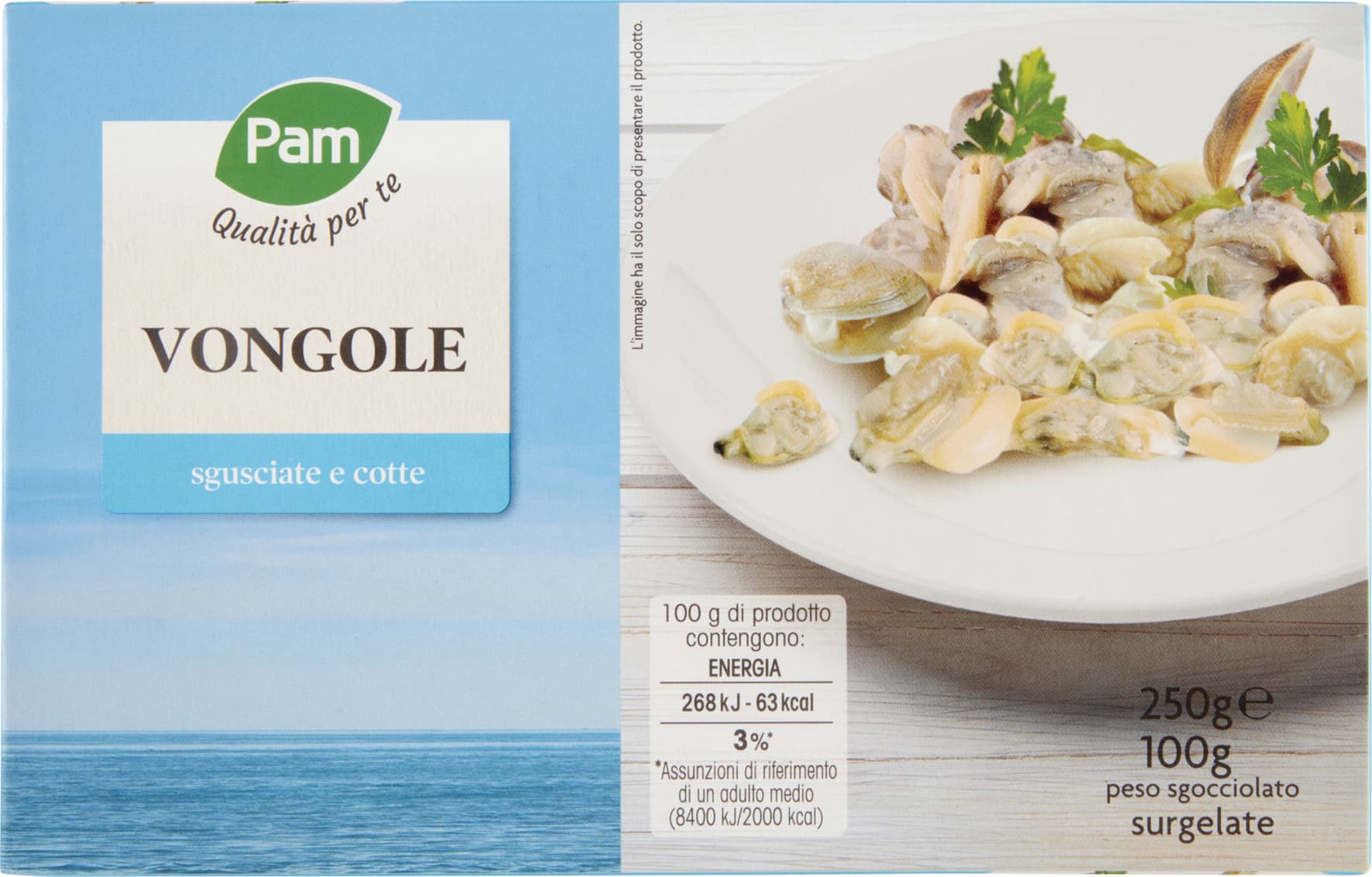 PAM PANORAMA Vongole cotte e sgusciate surgelate 250 g – immagine 1