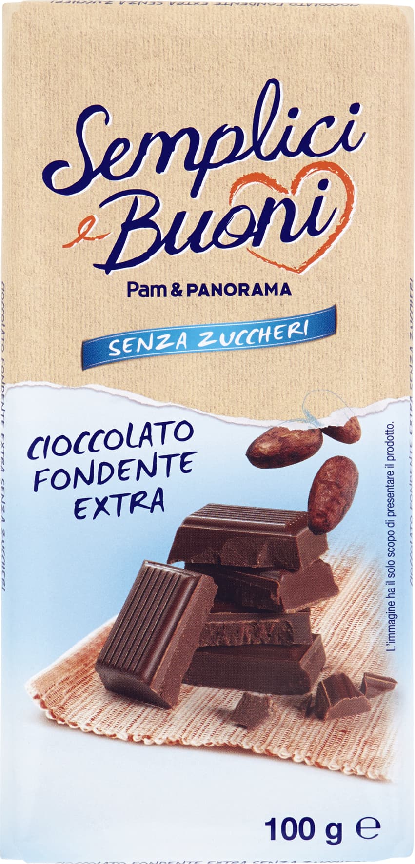 SEMPLICI E BUONI Senza Zuccheri Cioccolato Fondente Extra 100 g – immagine 1