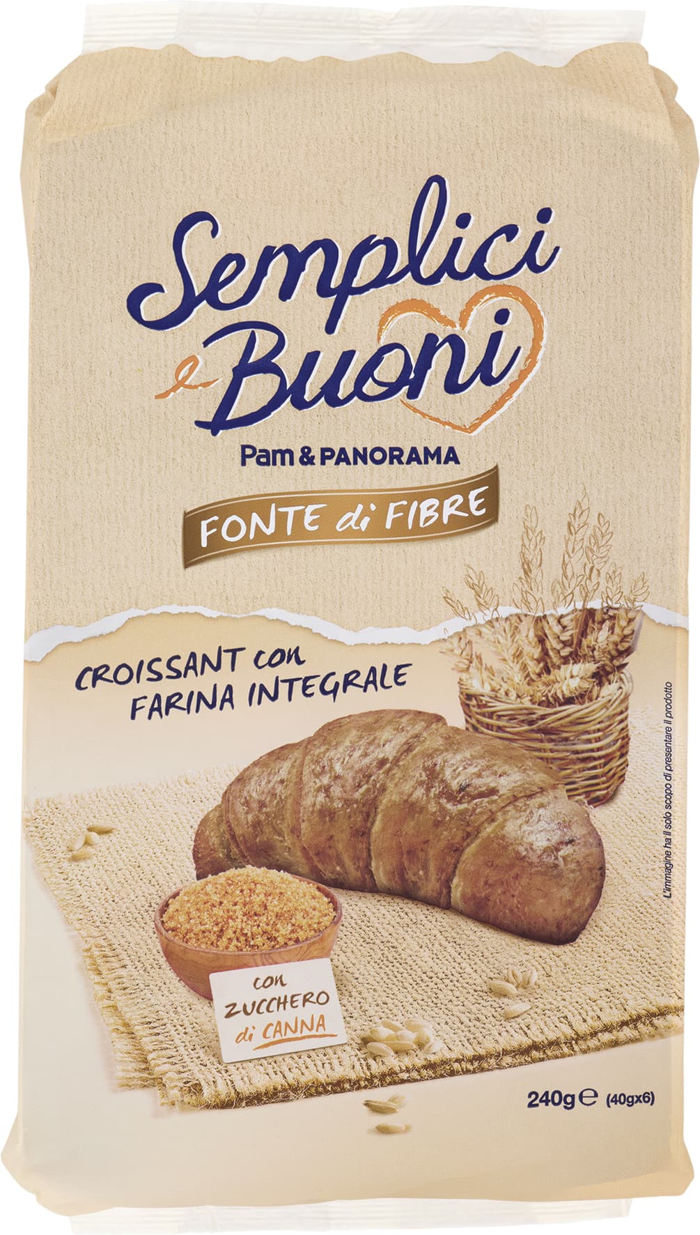 SEMPLICI E BUONI Fonte di Fibre Croissant con farina integrale 240g (40g x 6) – immagine 1