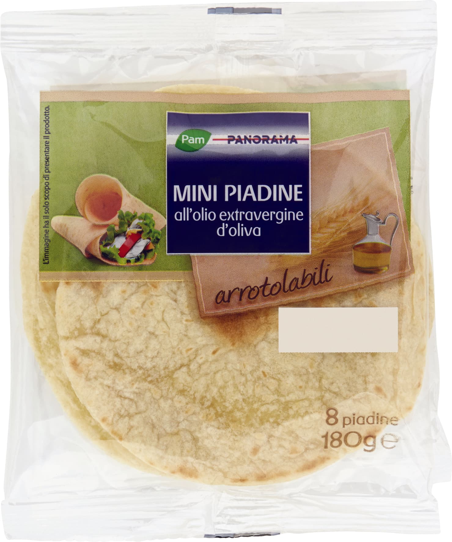 PAM PANORAMA Mini Piadine all'olio extravergine d'oliva 8 piadine 180 g – immagine 1