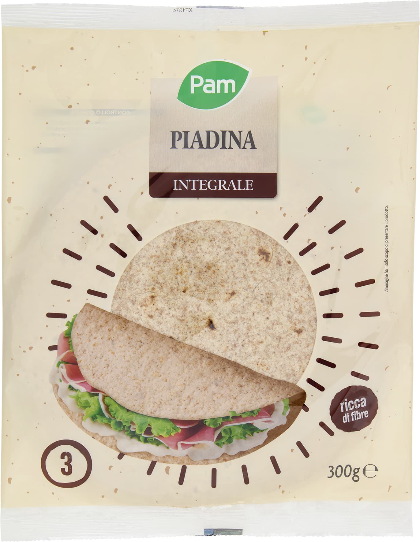 PAM Piadina Integrale 3 x 100 g – immagine 1