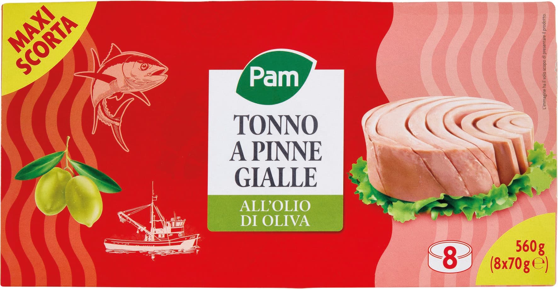 PAM Tonno a Pinne Gialle all'Olio di Oliva 8 x 70 g – immagine 2